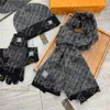 Designer Wool Gloves Set Plaid Beanies Hat Fashion Breathable Warm Scarf Women Men Skiing Gloves 2 Color