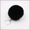 Keychains Lanyards Mti Color 8Cm Rabbit Fur Ball Keychain Pom Plush Car Handbag Key Ring Pendant Chain Rings Drop Delivery 2022 Fa Dhxya