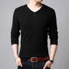 Suéteres masculinos Moda Sweater Casual em V ne Solid Color Knit