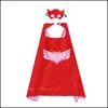 Theme Costume 27Inch Double Sided Superhero Cape Mask Set Halloween Cosplay Costumes Cute Cartoon Catboy Amaya Connor Greg For Birth Dhzjf