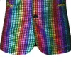 Men's Suit Rainbow Stage Wear Plaid Stamping Stage Nightclub Cool Show Shiny Suits Inch Shirt Dance Pants Two Pieces EUR Size