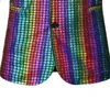 Herrdräkt Rainbow Stage Wear Plaid Stamping Stage Nightclub Cool Show Shiny Suits Inch Shirt Dance Pants Two Pieces Eur Size