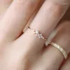 Cluster Rings Vintage Aesthetic Cute Dainty Thin Finger Ring For Women Girl Romantic Wedding Shiny Zircon Jewelry Kpop Accessories Gift