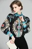 Women's Blouses Spring Summer Fall Runway Vintage Floral Print Collar Button Front Long Sleeve Womens Ladies Party OL Casual Top Shirt