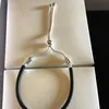 Bracciale cursore in vera pelle nera con scatola originale per gioielli Pandora autentici in argento sterling per feste di nozze per bracciali a catena a mano da donna