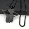 Duży 2 -calowy czarny szkielet czaszki wisiorek męski Naszyjnik stalowy łańcuch krawężnik Gothic ICP Dance Muzyka biżuteria 4mm 24 ''