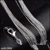 Chains Kasanier Wholesale 10Pcs 925 Sier Chain Necklace Solid 2Mm 16 30 Inches Fashion Jewelry Necklaces Mens And Womens Party Costu Dh4We