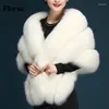 Wraps In Stock 2022 Women Faux Fur Bolero Shawl Pink/Red/Black/Gray/Ivory/Wine Wedding Winter Coat Coprispalle Sposa Jackets