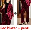 Kvinnors tv￥delade byxor H￶gkvalitativ blank Velvet Autumn Winter Formal Blazer Women Business Suits With Set Work Wear Office Uniform Jacket