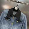 Damesjassen Prepomp 2022 Herfstaankomsten Lange mouw Turn Down Collar Gold Buttons Blue Denim Jacket Women Coat GG327