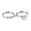 Anéis de casamento 2 Camadas Gold Silver Plated Stainless Stone Crystal de zircão cúbico para Jóias de noivado de Casal Solid Lover