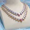 Ketting oorbellen set zhukou groothandel 5a hartvorm cz iced bling tennis voor dames valentijns geschenk mode sieraden ve512