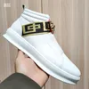 High Top Tide Shoes New Men's Board First Layer Cowhide Brand Designer Boots Small White Shoe Mens High Help Sports A5 890 -Help 226