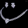 Halsbandörhängen set Emmaya White Gold Color Luxury Bridal CZ Crystal and Earring Set Big Wedding for Brides