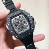 Montres mécaniques de luxe pour hommes, montre-bracelet d'affaires transparente Mclaren Machinery, montre pour hommes en Fiber de carbone, baril de vin multifonctionnel C