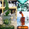 Colorful Glass Bongs Hookahs Classic double Cake recycler Smoking Pipe Dab Rigs hitman Water Pipes Bong with 14 mm male joint VERY unique piece