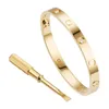 Bracelets de brazaletes de amor de estilo de tornillo de alta edición para mujeres 4 CZ Stones Diseñador de destornillador Pulsero de oro Color plateado 316L Joyas de acero de titanio de 16 cm a 21 cm