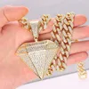 Naszyjniki wiszące 2022 lodowe Diamenty Bling Diamonds Naszyjnik ze złotym 13 mm Cuban Link Rhinestone for Men Biżuter
