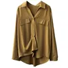 Blouses feminina Blusa de ombro de alta qualidade feminino 2022 Autumn Classic Fashion camisas elegantes Khaki Loose Slave Long Slave Tops