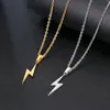 Fashion Lightning rostfritt stål halsband för kvinnor män lång kedja små blixthänge halsband fest prydnad smyckespresent