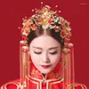 Copricapo Copricapo da sposa cinese Spettacolo di abiti Cheongsam Abito da drago e fenice Accessori per abiti da brindisi