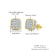 Stud Earrings Hip Hop 8MM Square For Women Men Iced Out Bling Micro Full Pave Rhinestone CZ Stone Earring Trendy Jewelry OHE127