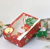 Julklapp Box Santa Papercard Kraft Present Party Favor Baking Cake Box Muffin Paper Packing SN6844