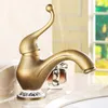 Rubinetti per lavandino del bagno Lavabo Rubinetto classico in ottone antico Maniglia singola Foro per montaggio su ponte Miscelatore acqua fredda Rubinetti per WC 1025C