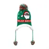 Bérets enfants hiver doublure en peluche bonnet tricoté chapeau de noël Santa bonhomme de neige Jacquard mignon long pompon chaud oreillette capuche casquette