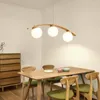 Kronleuchter Nordic Holz Kronleuchter Led Weiße Glaskugel Für Wohnzimmer Esszimmer Küche E27 Design Home Beleuchtung Leuchten