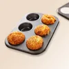 Mini Muffin 6 قوالب مجموعة من الصلب الكربوني جولة القالب DIY كب كيك ملفات تعريف الارتباط فندان الخبز بودنغ بودنغ بودنغ البخار قوالب الخبز أداة ZXF22