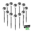 10 pcs/lot lampes LED solaires étanche voie extérieure en acier inoxydable lampe alimenté par la lumière du soleil pour jardin cour pelouse RGB lumières blanches