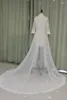 Wraps Dentelle Appliqued Veste De Mariée Manches Longues Une Ligne Tribunal Train Ivoire Tulle Robe De Mariée Cape Manteaux