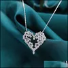 Pendant Necklaces Charm Heart Diamond Pendant 100% Real 925 Sterling Sier Wedding Pendants Necklace For Women Party Choker Jewelry G Dhaev