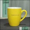 Mugs Ceramics Coloured Glaze Cup Originality Handle Smooth Coffee Mugs Water Tumbler Pure Color Gift Classic Retro Drop Delivery 202 Dhcfi