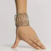 Bangle Metal Bracelet Personality Geometric Hollow Mesh Wide Opening Fashion Retro Jewelry Accessories Women Trend