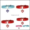 Colliers pour chiens Laisses Collier pour chien avec diamant Coeur Cloche Mode Colliers pour chat en cuir PU Petit cou Sangle réglable 39 P2 Drop D Dhrel