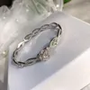 Bangle 2022 High Fashion Silver Color Rose Armband Luxury Design For Women Crystal Flower Party Wedding Fine Jewelry Bijoux