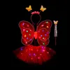 Butterfly Sequin Party Wings Glowing Mesh Tutu Skirt Girls One 1st 2nd Birthday Dress Up Little Fairy Baby Shower Christmas Supplies