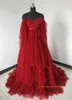 Wraps Red Real Image Maternity Gown Tiered Skirts Ruffles Wedding Sleepwear Bathrobes Nightgowns Robes Women Dress Kimono