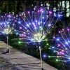 4 Uds. De luces solares para jardín al aire libre, alambre de cobre, fuegos artificiales impermeables, bricolaje, luces decorativas con estaca para paisaje