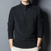 Sweat à capuche pour hommes sweat polaire hommes col montant automne hiver vêtements intérieurs quart fermeture éclair couleur unie chaud manches longuesZ84