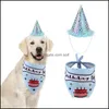 犬のアパレルペット猫犬アパレルお誕生日おめでとう帽子帽子サリバタオルビブパーティーコスチュームペットセレブレーションスーツ服