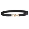 Belts Gold Metal Buckle Women Solid Color Thin Elastic Nylon Waistbands Straps Dress Coat Waist Gift