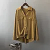 Blouses feminina Blusa de ombro de alta qualidade feminino 2022 Autumn Classic Fashion camisas elegantes Khaki Loose Slave Long Slave Tops