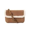 Uggs Bag Lambswool Handbags Leather Trim Hardware Shoulder Bag Wallet Women Fluffy Crossbody Flap Magnetic Buckle Closure Wggs Purse