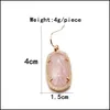Charm geometriska naturliga stenar fasetterade rosa abalon s￶ta ￶rh￤ngen f￶r kvinnor grossist koppar material trendigt parti droppleverans 202 dhwdj