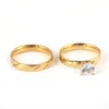 Eheringe 2 Schichten Gold Silber vergoldet Edelstahl Kubikzircon Kristall für Paar solide Liebhaber Verlobungsschmuck