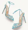 Top Qualité Femmes Pompes Tequila Sandales Chaussures À Bretelles Cristal Embellissement En Cuir Talons Hauts Sexy Fête De Mariage Dame Gladiateur Sandalias EU35-43