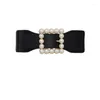 Bälten lyx 2022 PU Imitation Leather Retro Smooth Big Pearl Square Buckle Fashion Casual Elastic Ladies Decorative Belt BG-1544